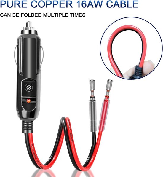 Sigarettenaanstekerstekker 12V/24V – Set Van 2 Met LED-verlichting, 10A/15A Zekering, 16AWG Kabel, Geschikt Voor Auto En Vrachtwagen