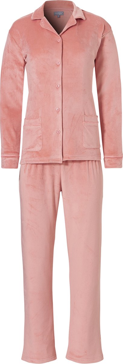 Cocodream Dames Pyjama Set Velours Knoopsluiting Roze - Maat XL