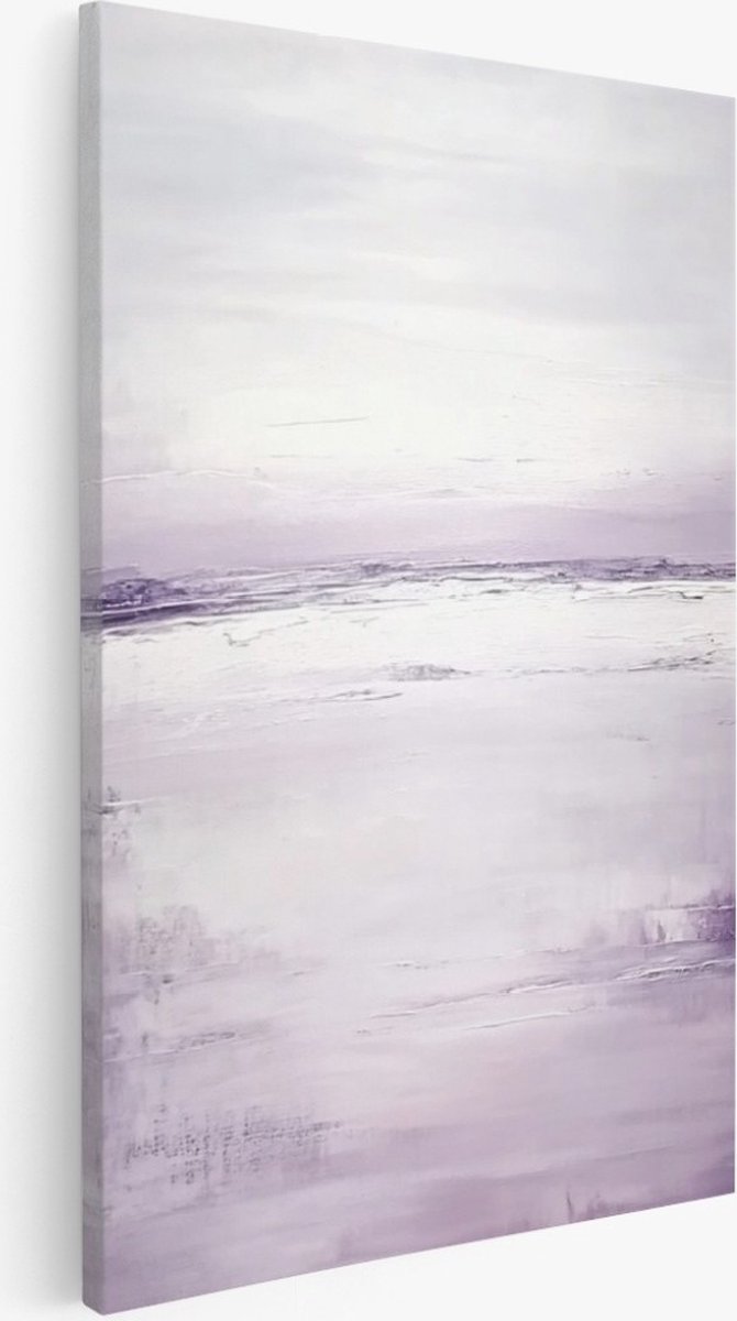 Saammp Canvas Schilderij - Paarse penseelstreken - Landschap - Abstract kunstwerk - 30x40 - Foto op canvas - Wanddecoratie - Muurdecoratie Woonkamer - Slaapkamer decoratie - Canvas Print Multicolor