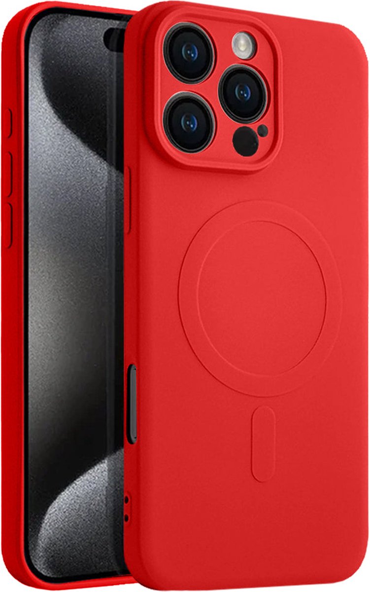 Casify Siliconen Hoesje geschikt voor MagSafe iPhone 16 Pro Max Hoesje - Rood