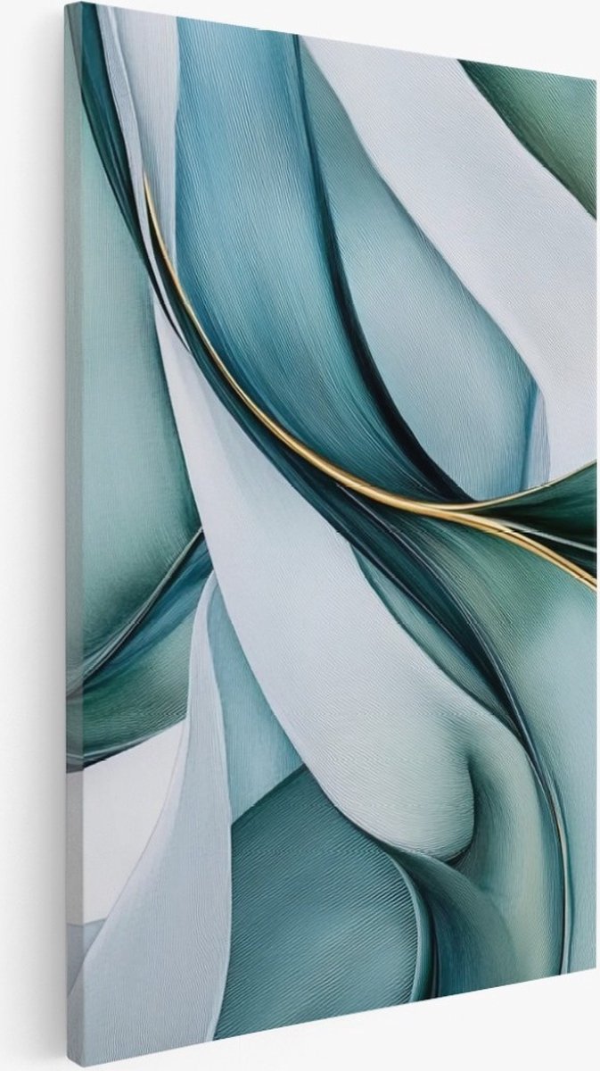 Saammp Canvas Schilderij - Turqoise wanddecoratie- Abstract - Blokken - 40x60 - Foto op canvas - Wanddecoratie - Muurdecoratie Woonkamer - Kantoor Decoratie Multicolor