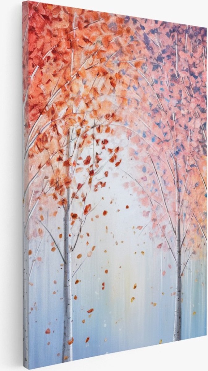 Saammp Canvas Schilderij - Abstract - Roze - Blauw - Landschap - Natuur - 50x70 - Foto op canvas - Wanddecoratie - Muurdecoratie Woonkamer - Slaapkamer decoratie - Canvas Print Multicolor