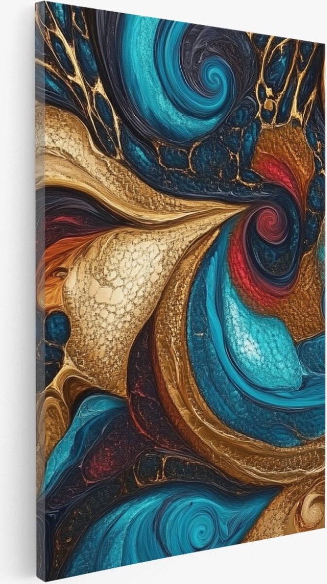 Saammp Canvas Schilderij - Gekleurd patroon - Abstract kunstwerk - 60x90 - Foto op canvas - Wanddecoratie - Muurdecoratie Woonkamer - Slaapkamer decoratie - Canvas Print Multicolor