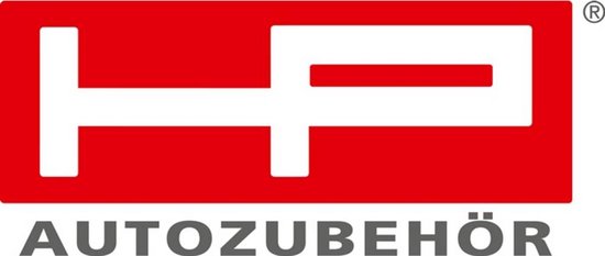 Rood logo met witte letters 'HP AUTÖZUBEHÖR' en een R-symbool.