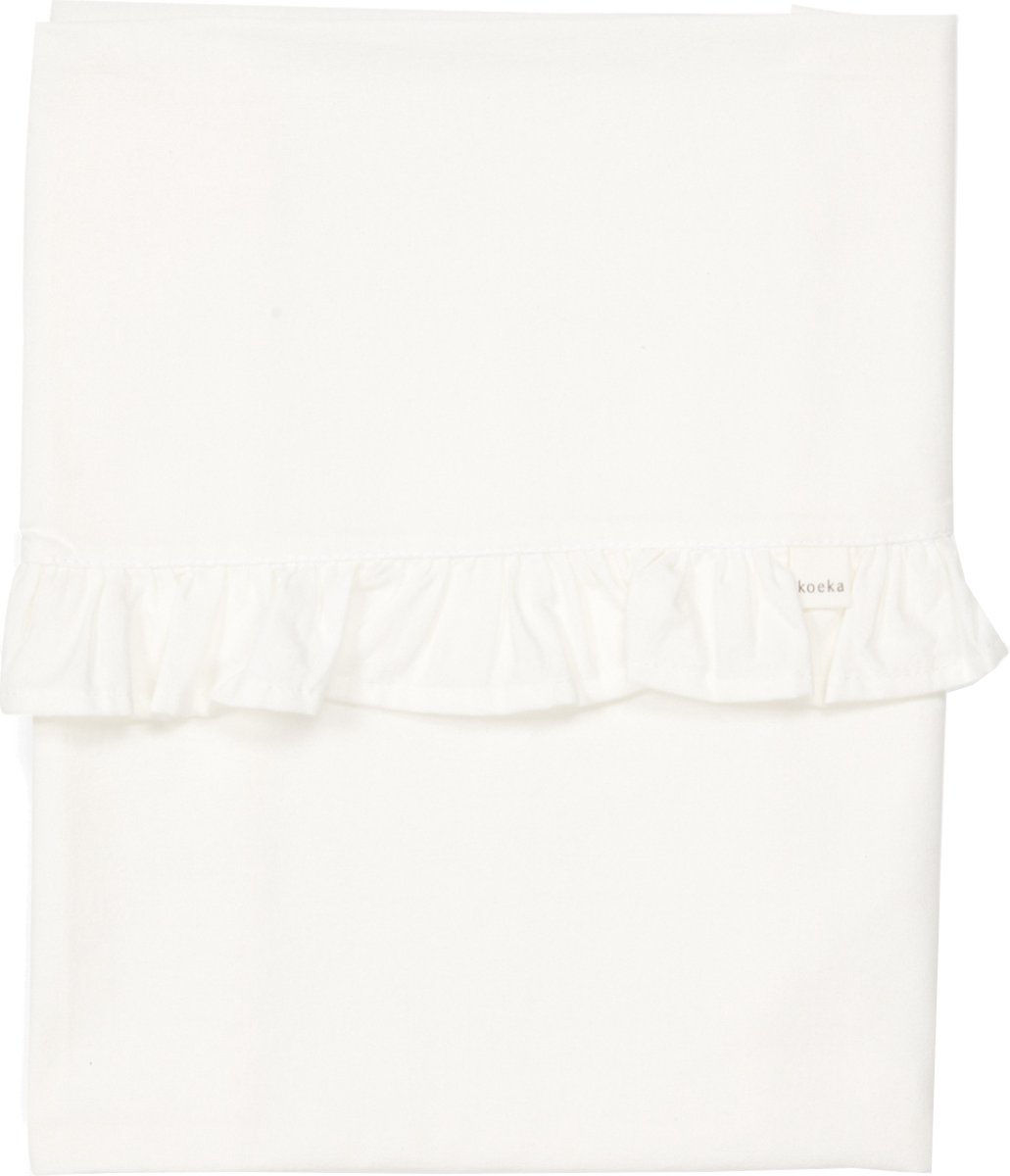 Koeka wieglaken Ruffle milky 80x100