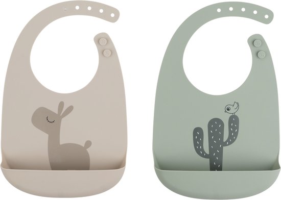 Lot de 2 bavoirs Siliconen lalee - sable/vert