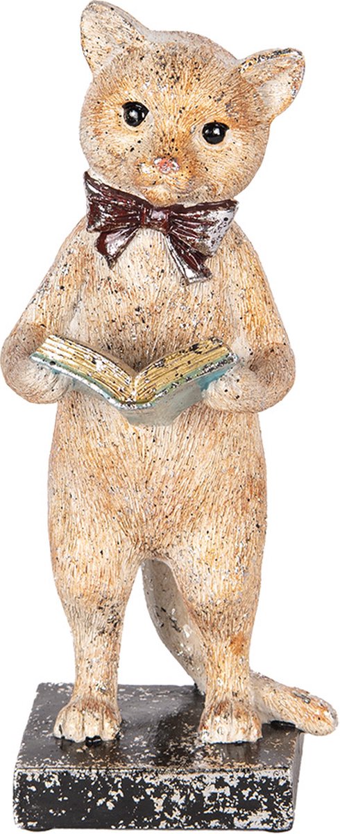 Decoratie Beeld Kat 27 cm Beige Goudkleurig Kunststof