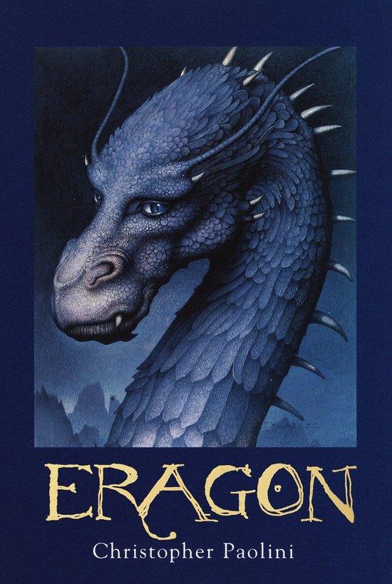 Portrait d'un dragon bleu aux écailles pointues et aux yeux bleu vif, sur fond sombre.