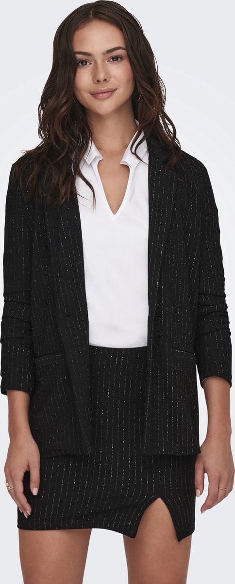 Jacqueline de Yong Blazer Jdymary L/s Lurex Blazer Jrs 15333728 Black/ Silver Pin Dames Maat - XXL
