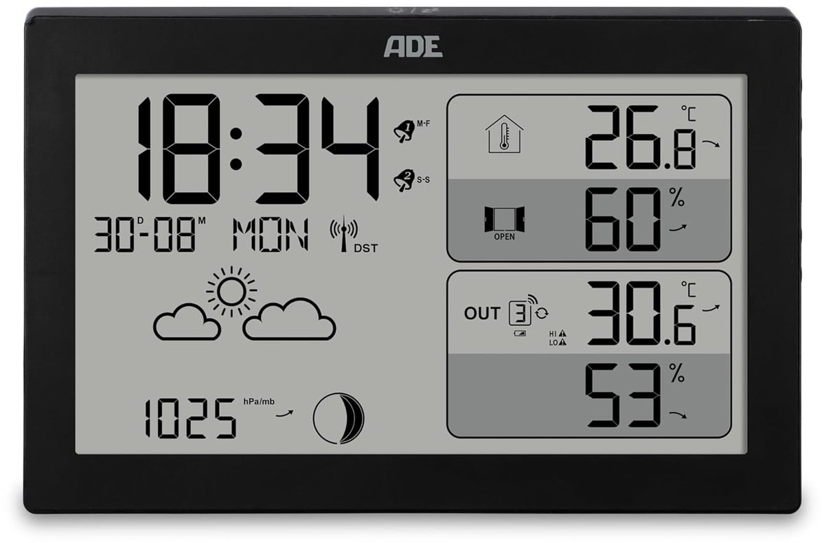 Digitaal weerstation met buitensensor voor nauwkeurige weersvoorspellingen en temperatuurmeting