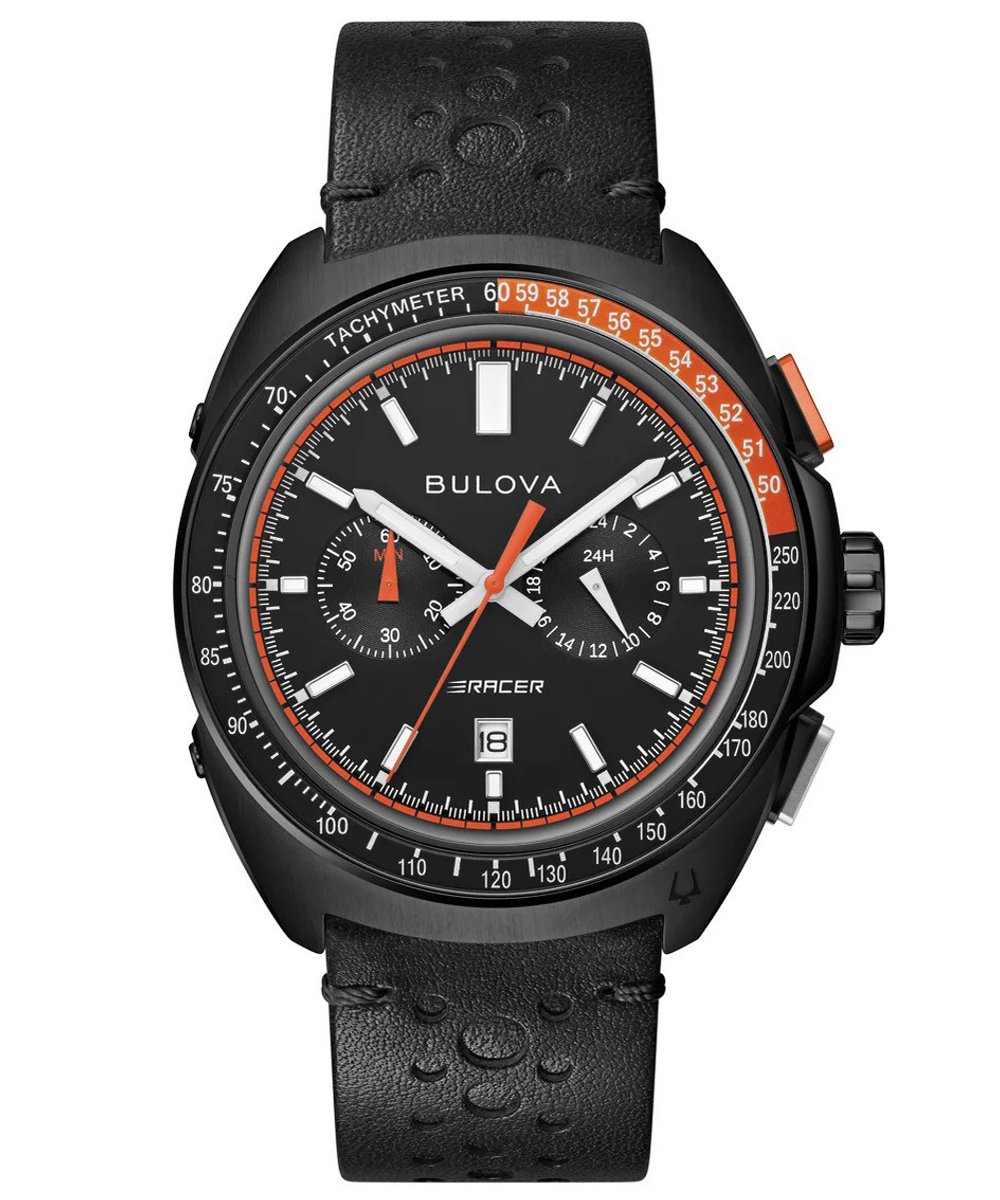 Bulova Racer Chronograph 98B428 Horloge - Leer - Zwart - Ø 42 mm