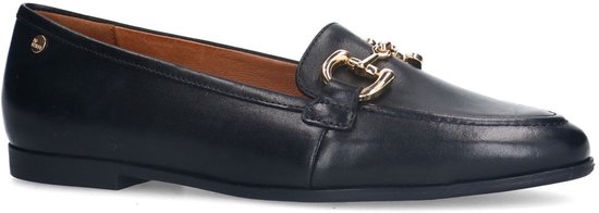 No Stress - Femme - Mocassins en cuir noir avec chaîne dorée - Taille 39