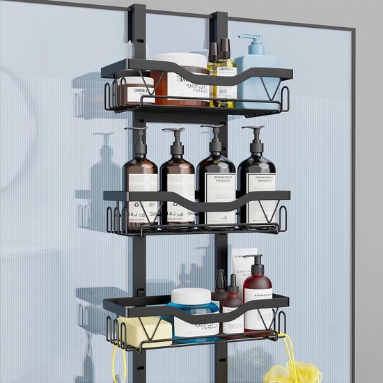 Support de douche suspendu - Acier inoxydable - 3 niveaux - Noir