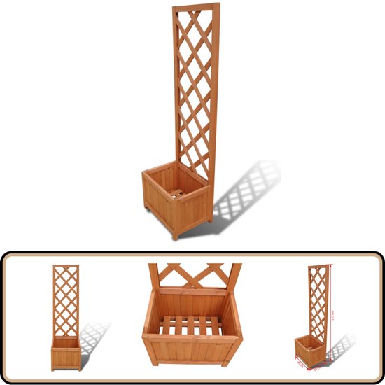 2 stuks - Plantenbak met klimrek 40x40x40 (180) cm - AMIS Houtproducten