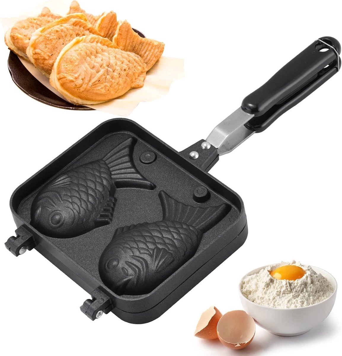 Antiaanbak Wafelijzer met Visvorm - Mini Bakvorm voor Creatieve Taarten en Wafels