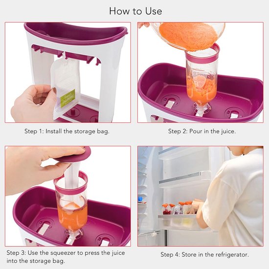 Voedselpers voor Babyvoeding met Opbergtassen - Handige Squeeze Station voor Zelfgemaakte Puree — afbeelding 5