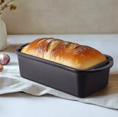 Navaris gietijzeren broodbakvorm 26 x 12 x 7 cm - Bakvorm voor brood bakken - Broodvorm rechthoekig met handvaten - Broodpan tot 260°C ovenbestendig