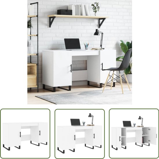 VidaXL Bureau Wit 90 x 40 x 76 cm Bewerkt hout