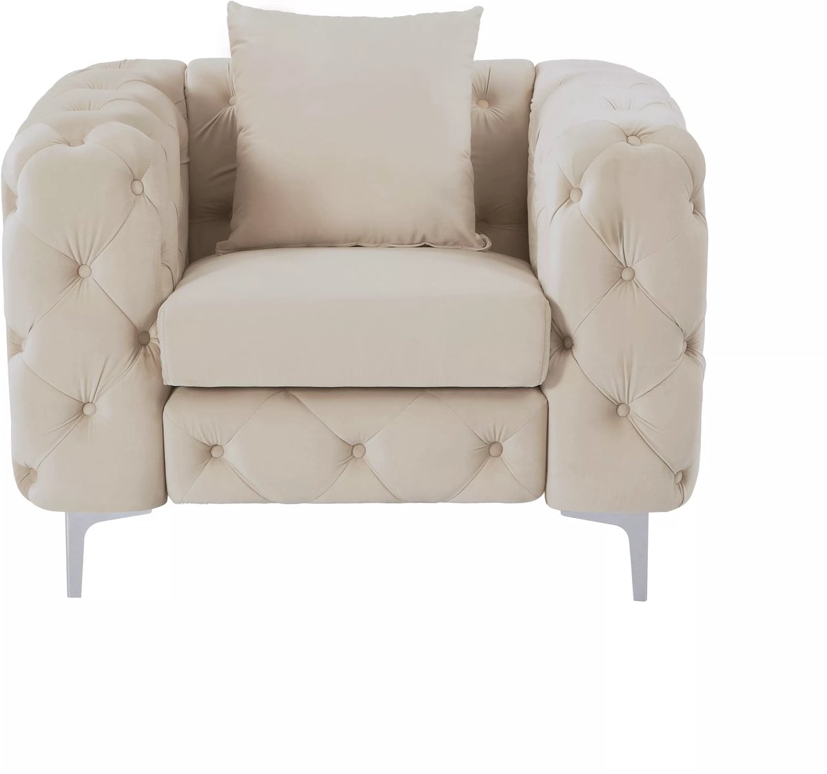 Vente-unique Chesterfield-fauteuil van beige velours EDWINA