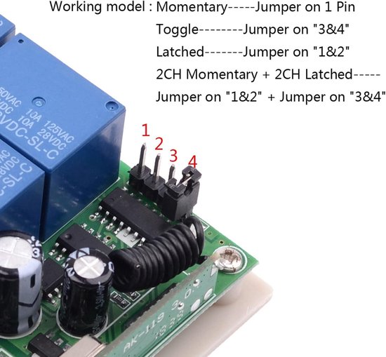 220V 230V 4CH draadloze afstandsbediening schakelaar control relais schakelaar 433MHz 4-kanaals afstandsbediening relais met 6 zenders ontvangers universele garagedeuren venster motor AC 110 V 250 V
