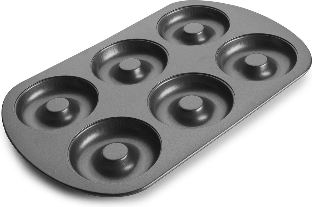 Goodivery ® Bakvorm anti-aanbaklaag donut 6 holten staal 8 cm