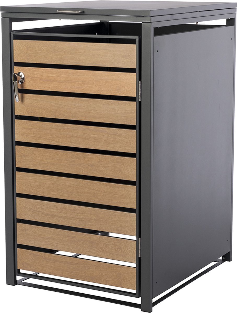 TuinChamp Containerberging staal houtlook enkel - Kliko ombouw - Containerkast - Container box voor buiten - Kliko ombouw voor 1 container