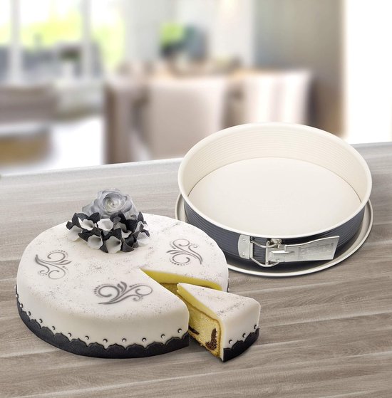 Duitse Bakvorm Crème Noir Zenker 7811 Springform Crème Noir Mit 2 Böden, Durchmesser 26 Cm Edelstahl Grau Beige 16 X 16 X 7 Cm Anti-aanbak Springvorm