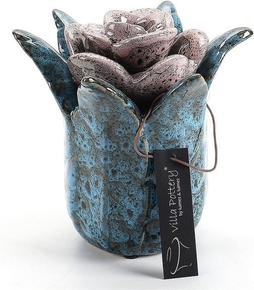 Villa Pottery Lilou vaas Zwart Blauw Roze 16.5 x 15 x15