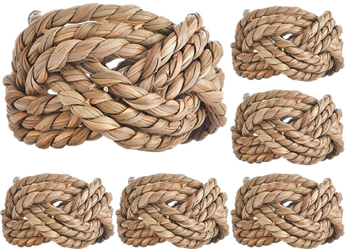 My Ninki ® Set van 6 Handgemaakte Jute Servetringen voor Stijlvolle Tafeldecoratie bruin