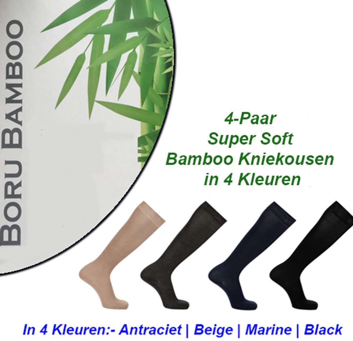 Bamboe Kniekousen Super Soft 4-Paar in 4 Kleuren-Maat 39-42