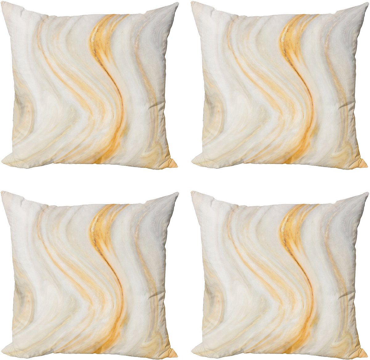 New Bed Ivoorcrème Golvend Marmer Effect Decoratieve Sierkussenhoes Set van 4 voor Bank Slaapkamer Woonkamer, 46cm x 46cm Gedrukte Kussenhoes