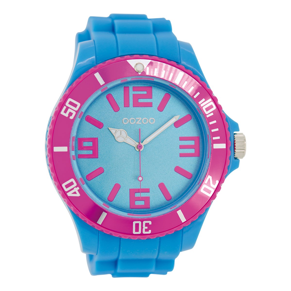 OOZOO Timepieces - Blauwe horloge met blauwe rubber band - C5831