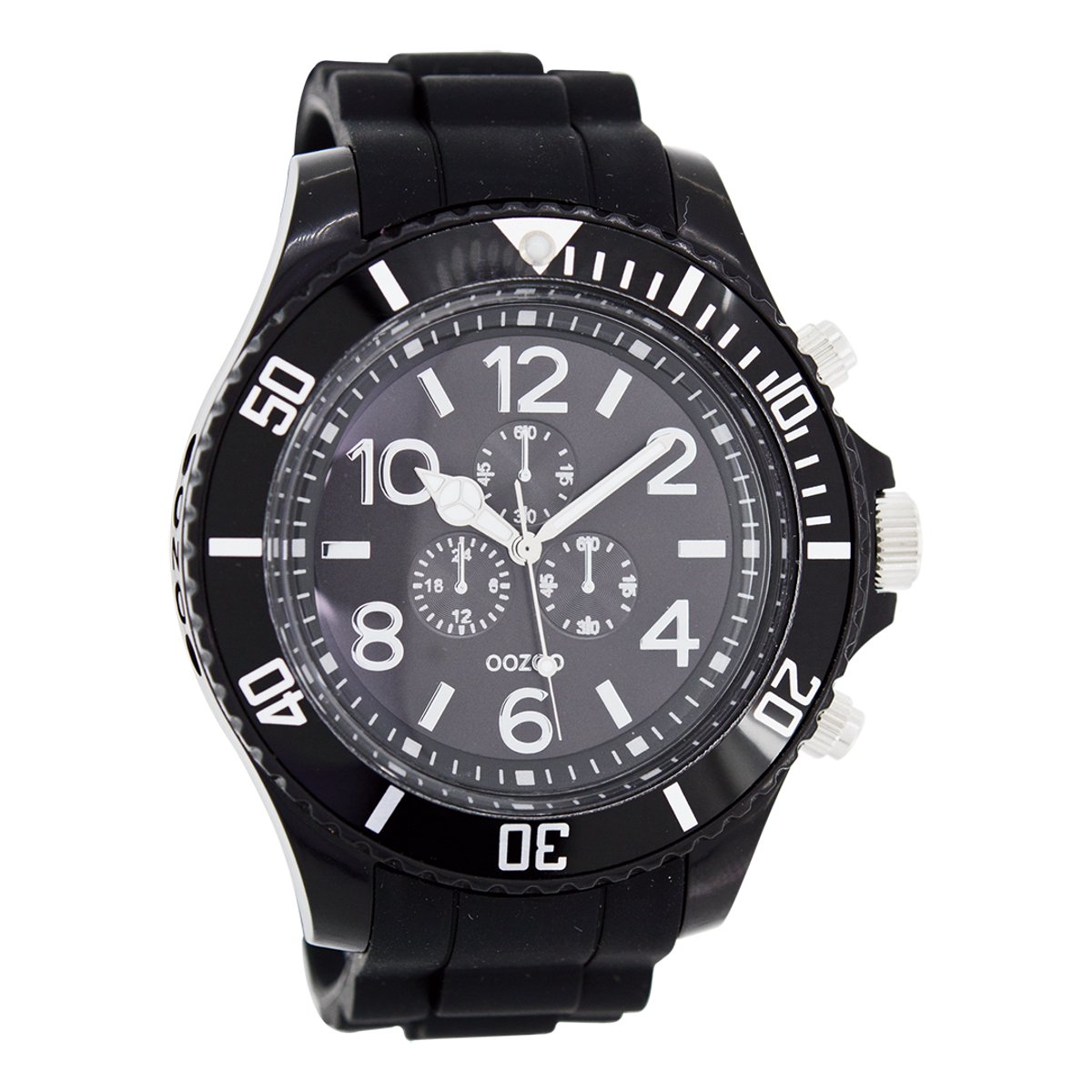 OOZOO Timepieces - Zwarte horloge met zwarte rubber band - C4829