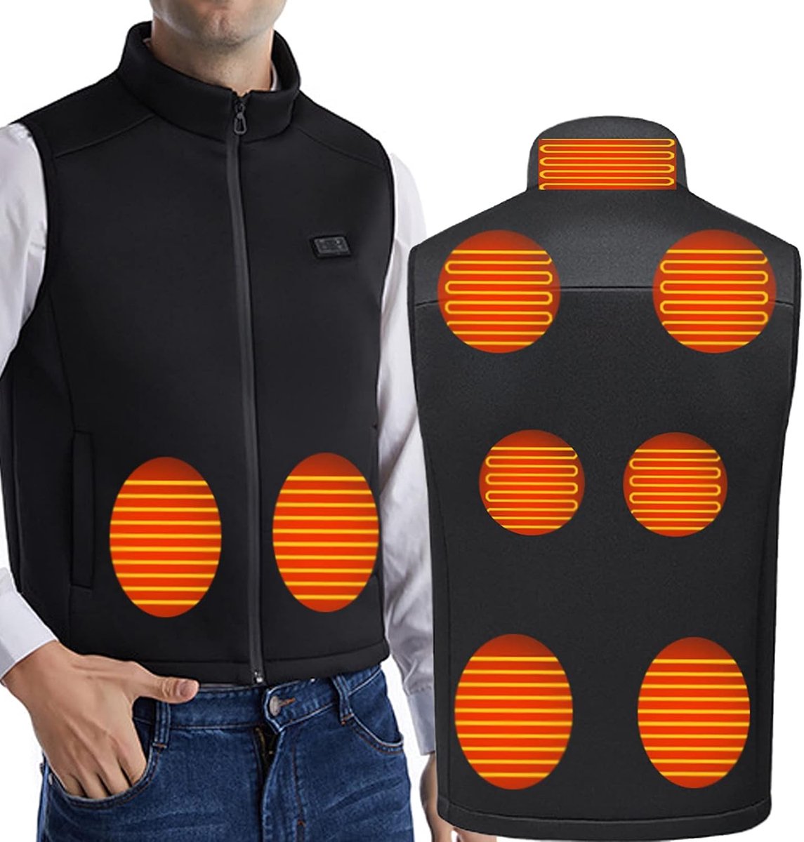 Lichtgewicht verwarmd vest voor dames en heren - USB-oplaadbaar, 9-zone verwarming, temperatuurregeling