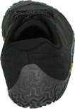 Bovenkant van een zwarte Merrell Vapor Glove 6 LTR schoen met een gripvast Vibram zoolpatroon.
