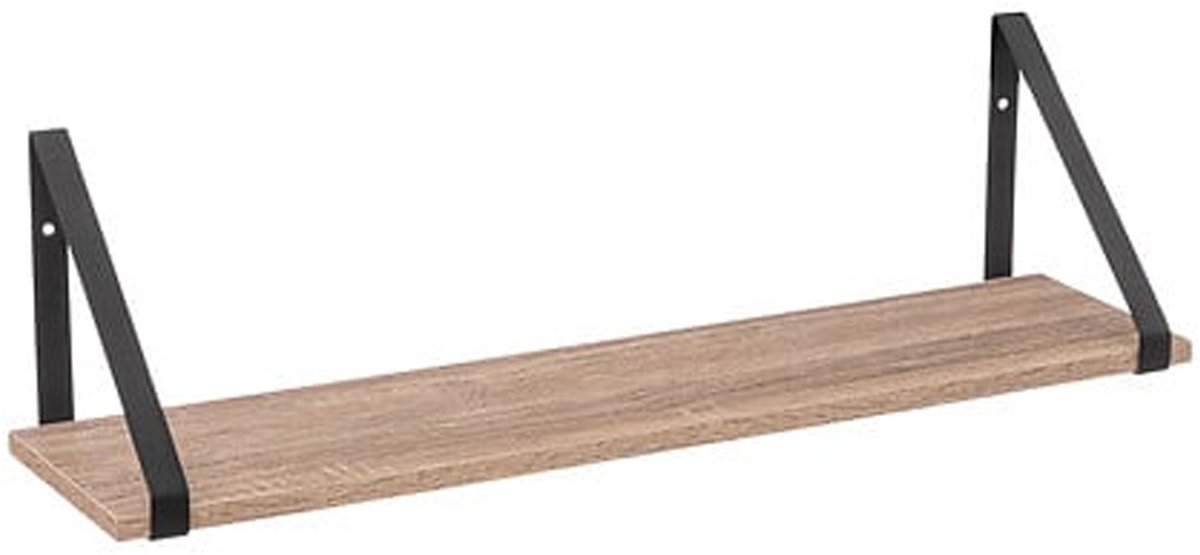 5Five® Five Wandplankje Aliaj - zwart/beige - metaal/hout - 58 x 16 x 15 cm