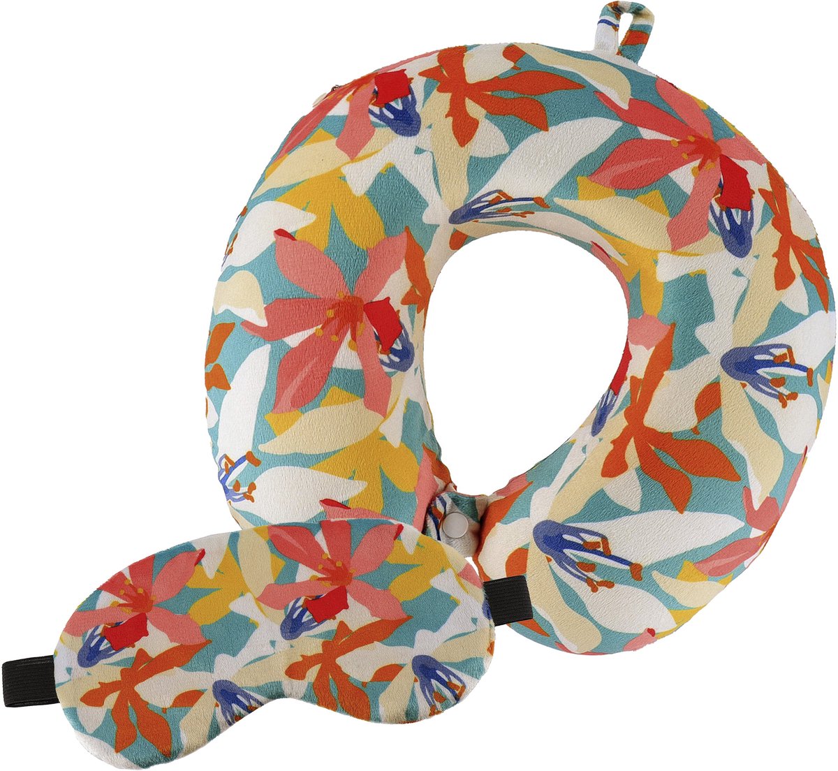 Tendance Reis nekkussen en oogmasker set - multikleur - polyester/zijde - ophanglus - voor onderweg