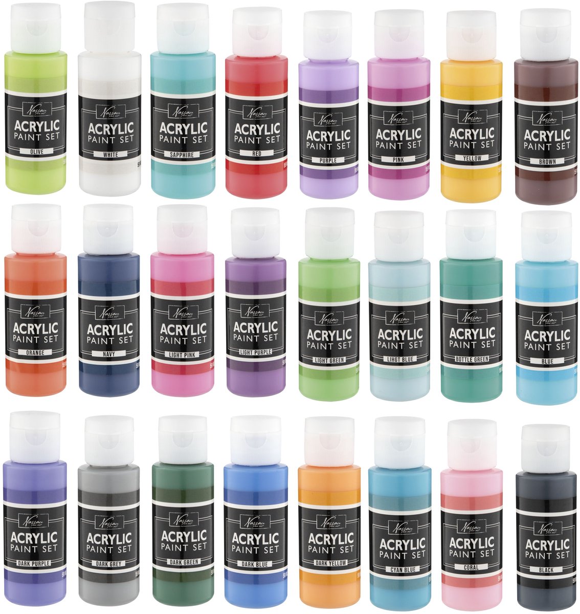 Acrylverf Set 36pcs - 24x Acrylverf Tubes 59ML & 12x Penselen – Compleet Schilderpakket voor Volwassenen en Kinderen — afbeelding 2