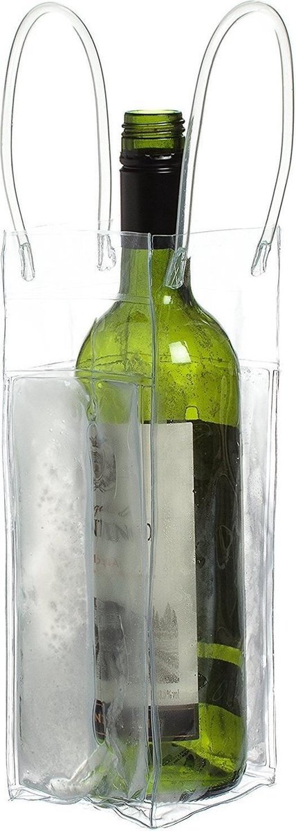 Fleskoeler - doorzichtige draagtas - koeler voor Wijnfles en Champagne