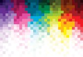 Fotobehang Rainbow Pattern Pixel | PANORAMIC - 250cm x 104cm | 130g/m2 Vlies