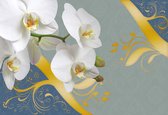 Fotobehang Pattern Flowers Orchids Abstract | XXXL - 416cm x 254cm | 130g/m2 Vlies