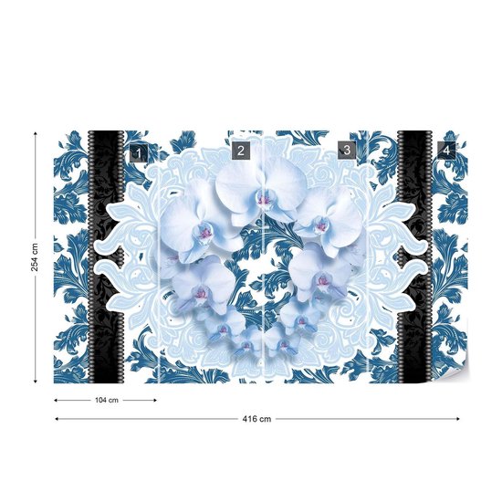 Papier peint Fleurs Motif Floral | XXXL - 416 cm x 254 cm | Polaire 130g / m2