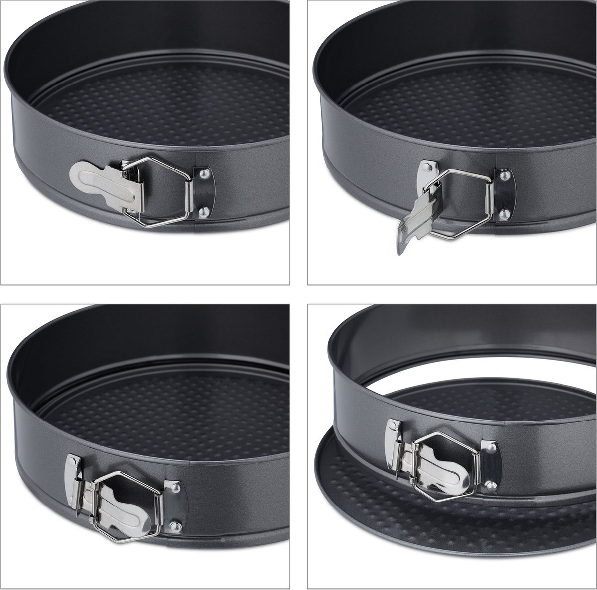 springvorm - set van 4 - Ø 18, 20, 22, 24 cm - rvs - rond - antiaanbaklaag - taarvorm – foto 4