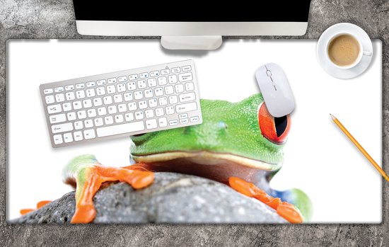 Bureau onderlegger - Exotische Kikker op een Steen - 80x40 cm - 2 mm