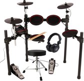 Fazley DDK-080 Elektrisch drumstel - Digitale drumstellen - Met drumkruk en hoofdtelefoon - Zwart