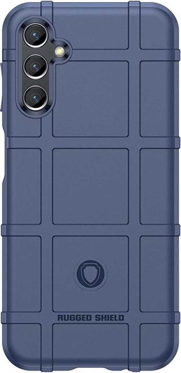 MobyDefend Hoesje - Geschikt voor Samsung Galaxy A14 - Rugged Shield TPU Backcover - Blauw