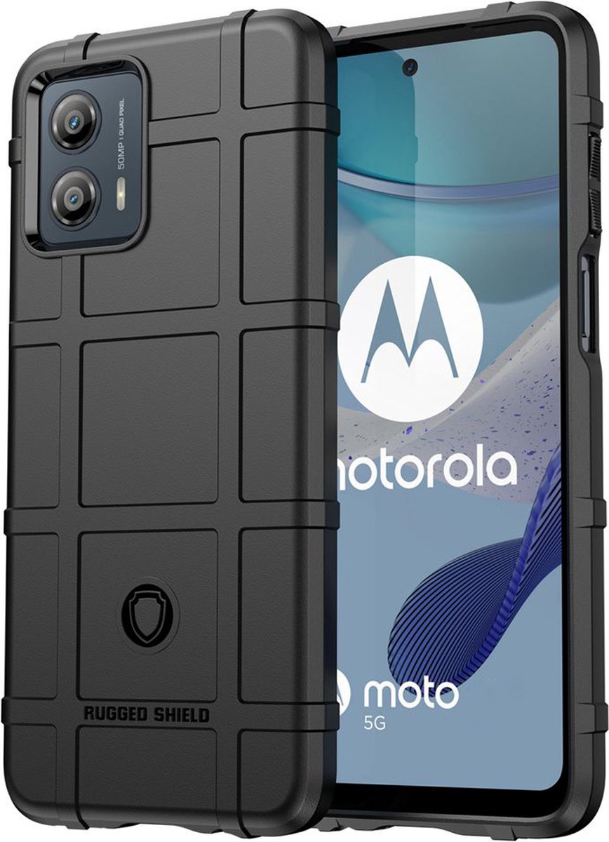 MobyDefend Hoesje - Geschikt voor Motorola Moto G73 - Rugged Shield TPU Backcover - Zwart