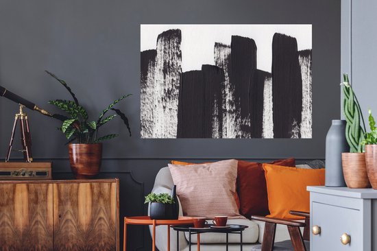 Stickers muraux - Film autocollant - Peinture - Abstrait - Zwart - Wit - 120x80 cm - Film adhésif - Stickers muraux chambre d'enfant - Papier peint autocollant - Papier peint autocollant - Film autocollant