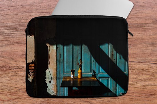 Housse pour ordinateur portable 15,6 pouces - Porte - Blauw - Architecture - Vase - Housse pour ordinateur portable - Dimensions intérieures 39,5x29,5 cm