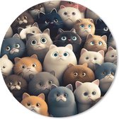 Muismat - Mousepad - Rond - Katten - Dieren - Poes - Design - Meiden - Jongens - 20x20 cm - Ronde muismat